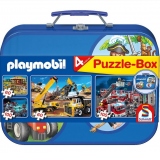 Puzzle 4 in 1 (2x60, 2x100 piese) - Playmobil - Playmobil box
