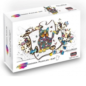 Puzzle din lemn multicolorat - Pisica, 99 piese