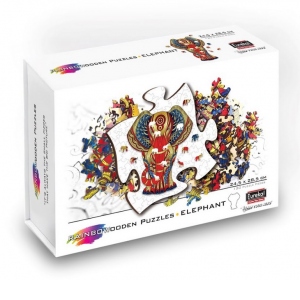 Puzzle din lemn multicolorat - Elefant, 120 piese