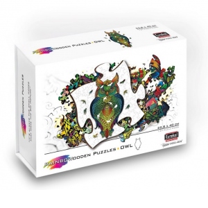 Puzzle din lemn multicolorat - Bufnita, 137 piese