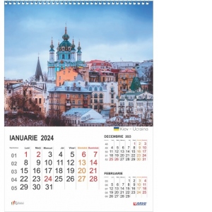 Calendar 2024 de perete A3, capitale europene