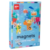 Set magneti Harta lumii, APLI, 36 x 28 cm, 40 magneti