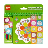 Carte de colorat Mandala, APLI, 20 pagini, 5 creioane colorate