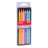 Set 6 creioane colorate Apli Jumbo Pastel