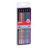 Set 6 creioane colorate Apli Jumbo, culori metalizate
