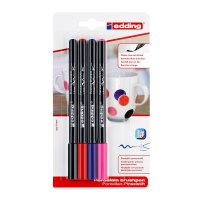 Marker Edding 4200, varf tip pensula, 4 culori asortate, blister