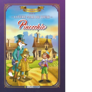 Pinocchio. Carte de colorat cu povesti, scrisa cu litere mari de tipar