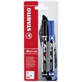 Marker permermanent Stabilo Mark-4-all, 651, F, varf rotund, 1.5 ? 2.5 mm, set 2 culori/blister, albastru, negru