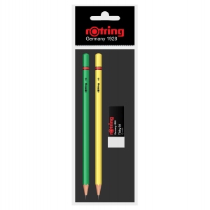 Set Rotring 2 creioane lemn HB standard+radiera