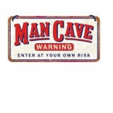 Placa decor metalica cu snur 10x20 Man Cave Warning