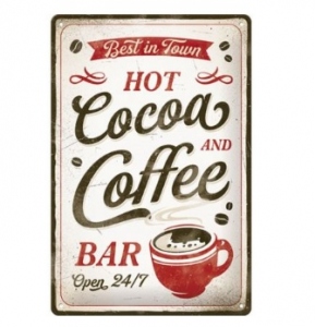 Placa decor metalica 20x30 Hot Cocoa & Coffee
