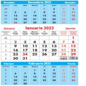 Calendar triptic 12 F 2023