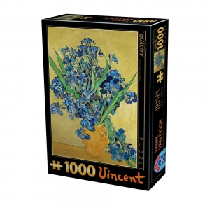 Puzzle 1000 piese Vincent van Gogh - Vase with Irises Against a Yellow Background