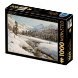 Puzzle 1000 piese Peder Mork Monsted - Winter Landscape in Switzerland Near Engadin