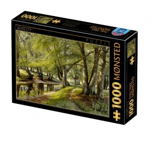 Puzzle 1000 piese Peder Mork Monsted - A Summer Day in the Forest with Deer in the Background