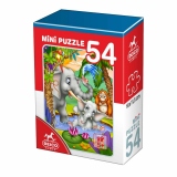 Mini-puzzle 54 piese - Animale salbatice, elefanti