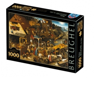 Puzzle 1000 piese Bruegel cel Batran - Netherlandish Proverbs/Proverbe olandeze
