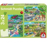 Puzzle 3 x 24 piese - O zi la gradina zoologica