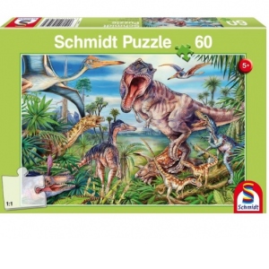 Puzzle 60 piese - Printre dinozauri
