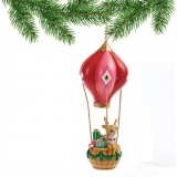 Ornament pentru brad-Mos Craciun in balon 17 cm, model rosu