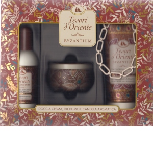 Set Tesori D Oriente Byzantium: Apa de parfum 100 ml + Gel de dus 250 ml + lumanare 109 gr