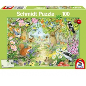 Puzzle Schmidt: Animale in padure, 100 piese