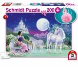 Puzzle Schmidt: Unicorn, 200 piese + Cadou: breloc plus