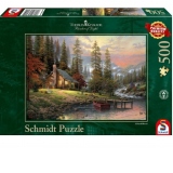 Puzzle Schmidt: Thomas Kinkade - Recreere la cabana, 500 piese