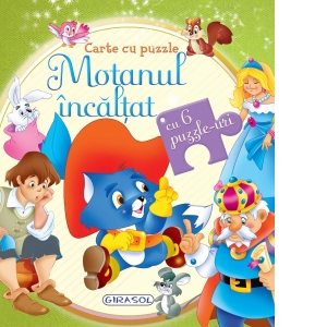 Carte cu puzzle Motanul incaltat (cu 6 puzzle-uri)