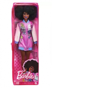 Papusa Barbie - Fashionista cu parul afro si jacheta lila