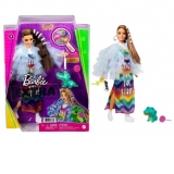 Papusa Barbie - Extra style rochie curcubeu