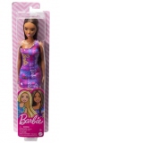 Papusa Barbie satena cu rochita mov