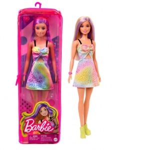 Papusa barbie fashionista blonda cu suvite mov