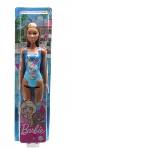 Papusa Barbie Satena cu costum de baie albastru