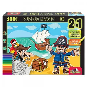 Puzzle Magic 2 in 1, Pirati, 100 piese