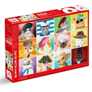 Puzzle 1000 piese - Cats with Hats