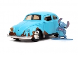 Masinuta din metal Volkswagen Beetle scara 1:32 + figurina Stitch din metal