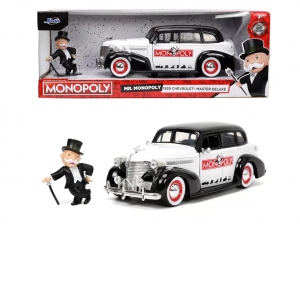 Set masinuta metalica Chevrolet Master Deluxe 1939 scara 1:24 + figurina Mr Monopoly