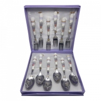Set linguri si furculite 6 persoane Lavender, Inox&Portelan