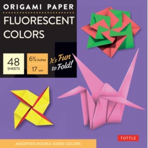 Origami Paper - Fluorescent Colors - 6 3/4&quot; - 48 Sheets (Instructions for 6 Projects Included)
