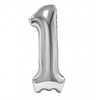 Balon folie Cifra unu 100 cm Argintiu