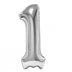 Balon folie Cifra unu 85 cm Argintiu