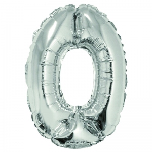 Balon folie Cifra zero 40 cm Argintiu