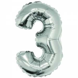 Balon folie Cifra trei 40 cm Argintiu