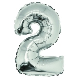 Balon folie Cifra doi 40 cm Argintiu
