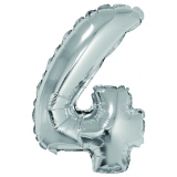 Balon folie Cifra patru 40 cm Argintiu