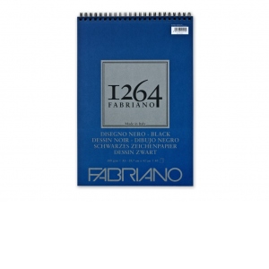 Bloc desen 1264 Black Drawing, A3, 200gr, 40 file, cu spirala Fabriano