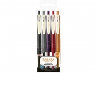 Pix cu gel 0.5 mm Zebra Sarasa Clip Vintage 2, 5 culori/set