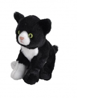 Pisica Alb cu Negru - Jucarie Plus Wild Republic 13 cm