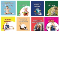 Pachet Sunt mic si vreau sa aflu (8 carti): 1. Corpul meu; 2. Alimente; 3. Animale marine; 4. Padurea; 5. Puii de animale; 6. Animale domestice; 7. Obiecte de imbracaminte; 8. Bunele maniere